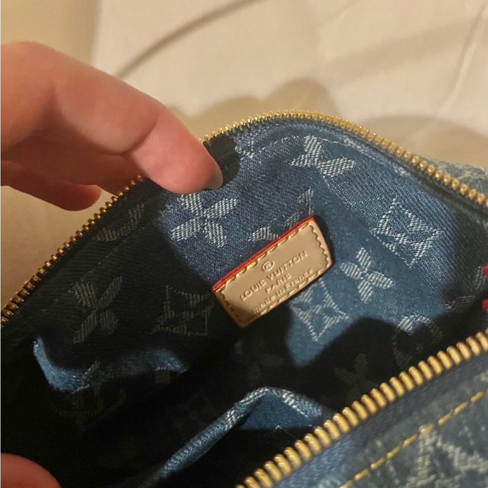Louis Vuitton Denim Monogram Shoulder Bag - Blue with Natural Leather - Picture 3 of 5